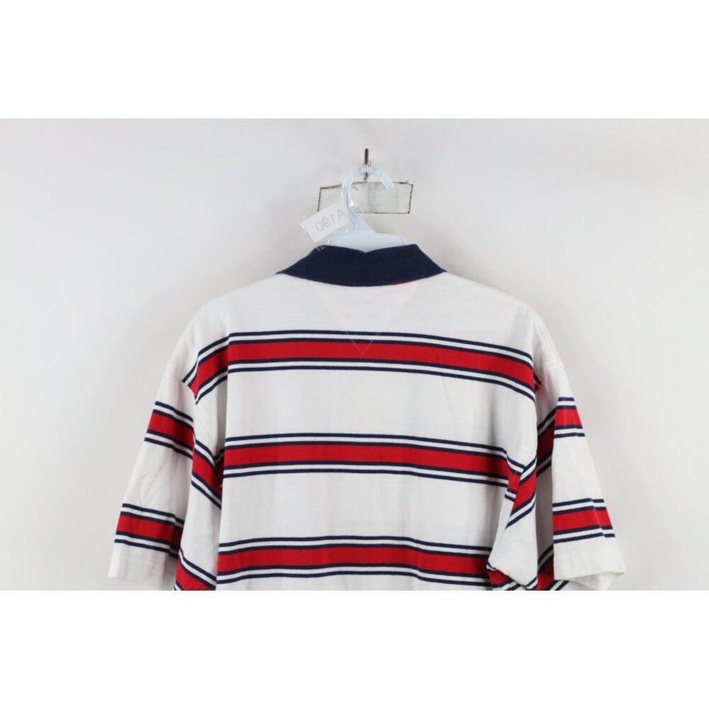 Vintage 90s Tommy Hilfiger Mens Medium Striped Color Block Rugby Polo Shirt - Picture 13 of 14